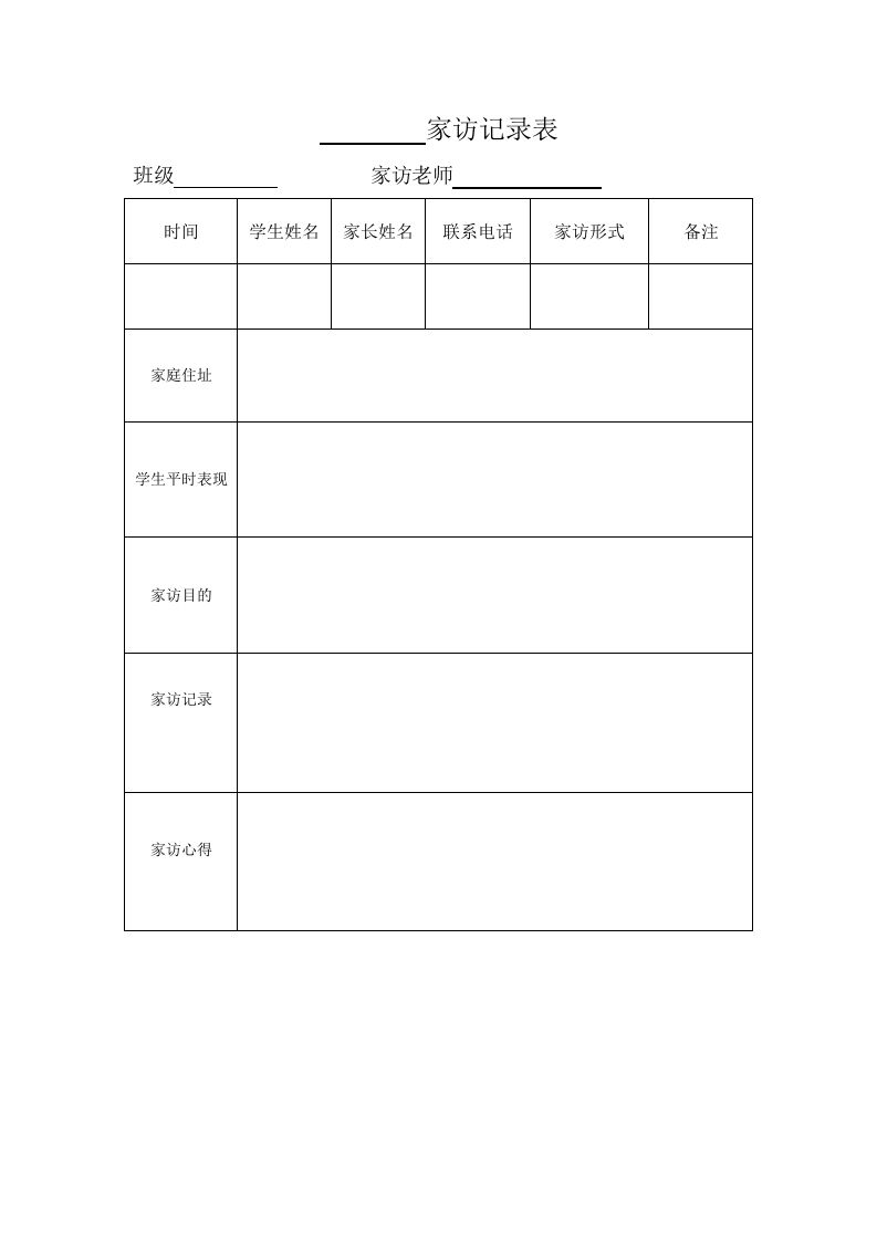 家访记录表-教务资料站